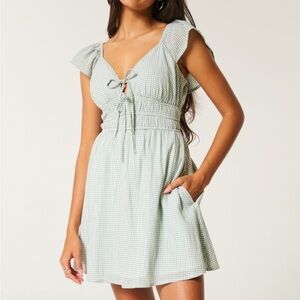 Hollister Green Gingham Mini Dress